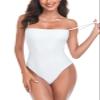 Colloyes Women's White One Piece Bathing Suit with Adjustable Straps Bandeau One Piece Swimsuit Size Medium view 2