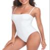 Colloyes Women's White One Piece Bathing Suit with Adjustable Straps Bandeau One Piece Swimsuit Size Medium view 3