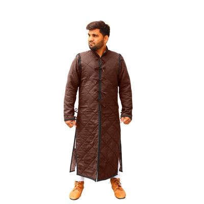 Full Length Gambeson Like Witcher Cosplay Costumes Thick Padded Quilted Armor for SCA Hema Renaissance and Play Brown