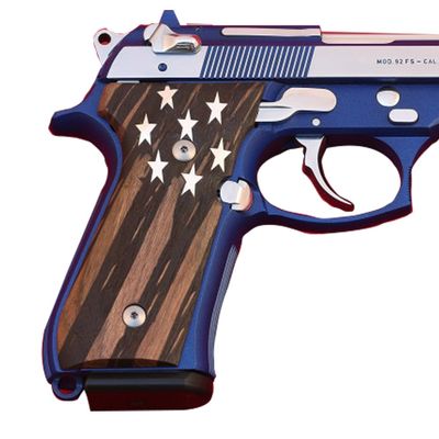 Salvatore Beretta 92/96/98/M9 Full Size Walnut Handle Grip Pure Silver Wooden Pistol Accessory
