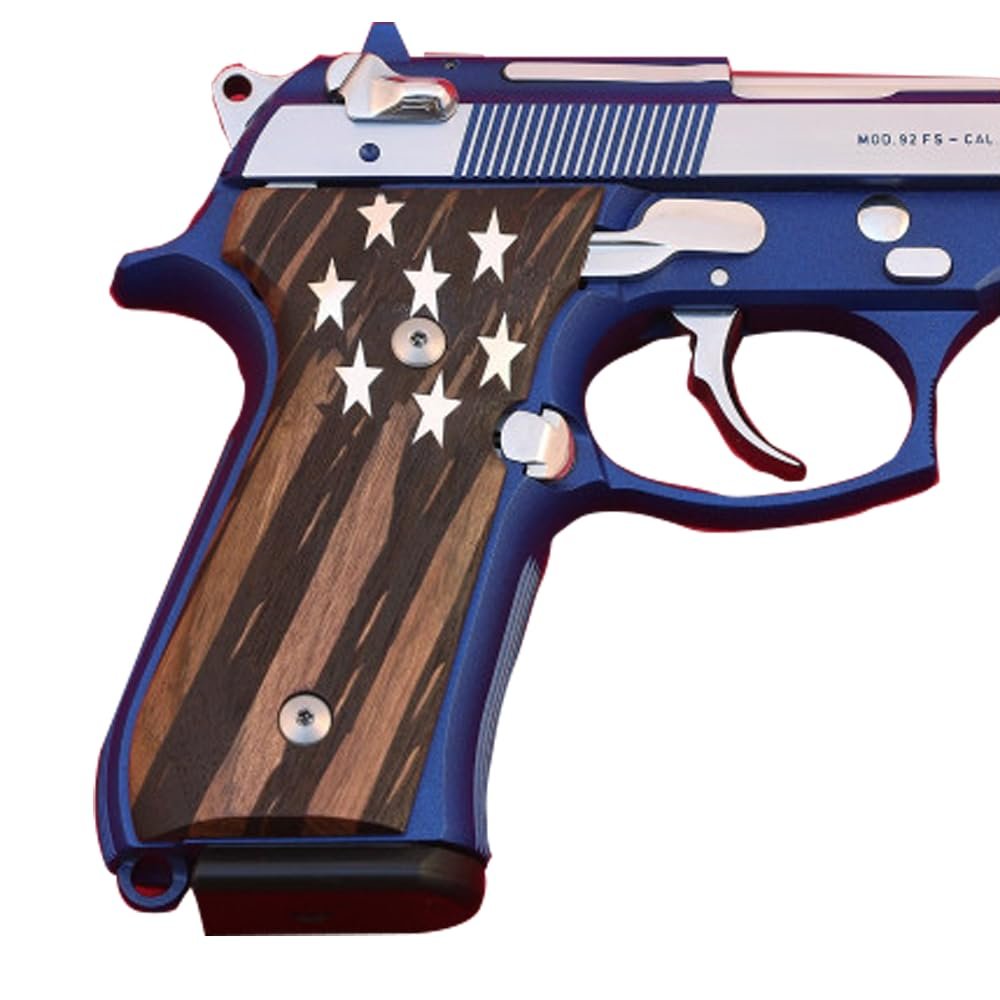 Salvatore Beretta 92/96/98/M9 Full Size Walnut Handle Grip Pure Silver Wooden Pistol Accessory