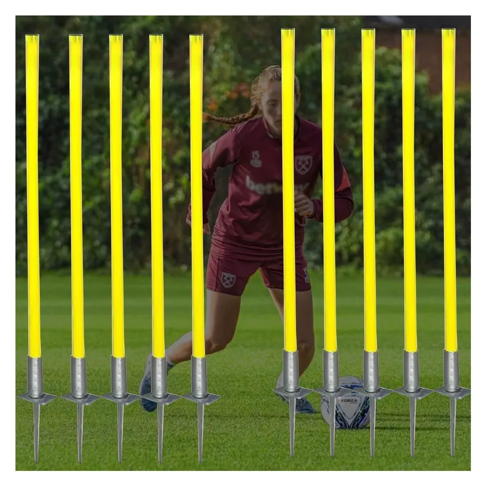 Soccer Agility Poles Spring Loaded, 40/59 inch Tall Speed Training Coaching Slalom Sticks for Kids & Adult, for Garden/School/Playgrounds, Yellow PVC Horse Training Ground Poles ( Color : Yellow 10 cs