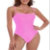 Colloyes Women's Fuchsia One Piece Bathing Suit with Adjustable Straps Bandeau One Piece Swimsuit Size Medium view 1