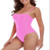 Colloyes Women's Fuchsia One Piece Bathing Suit with Adjustable Straps Bandeau One Piece Swimsuit Size Medium view 3