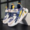 Boy's Girl's Comfortable Hook Loop Water Resistant Outdoor Walking Shoes for Street Training Athletic Forest Field School Camping Sports Trekking Fishing Khaki Blue 5.5 Big Kid view 3