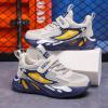 Zonkacen Kid Boys Girls Anti Slip Breathable Mesh Trend Lightweight Trekking Shoes for Summer Outdoor Walking Running Hiking Sport Athletic Street Travel Camping Beige Blue 5 Big Kid view 3
