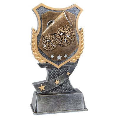 Griffco Supply Various Sport Styles 7 Inch Shield Style Award Trophy Cups Trophies Prize Gift Champion Winner 1st Place (Cheer)