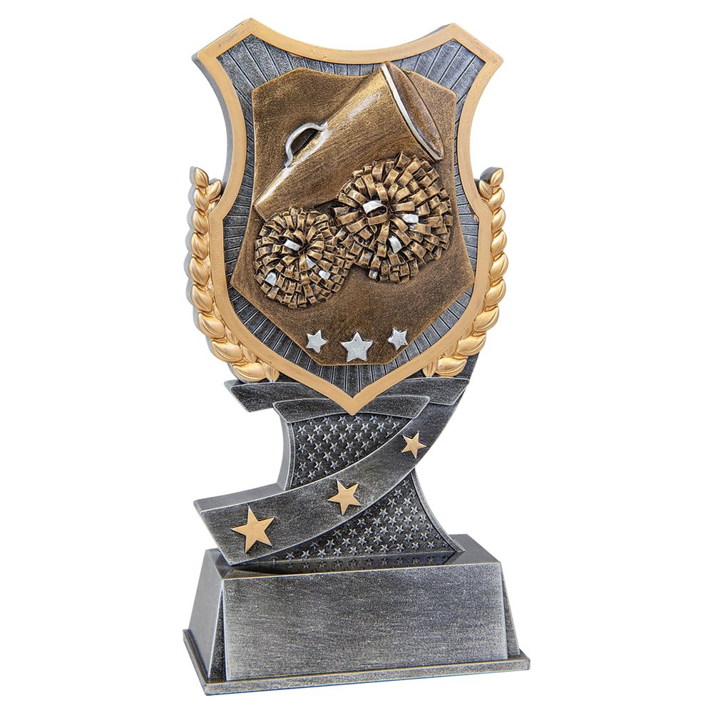 Griffco Supply Various Sport Styles 7 Inch Shield Style Award Trophy Cups Trophies Prize Gift Champion Winner 1st Place (Cheer)