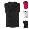 Cambkatl Mens Double Breasted Jacquard Suit Vest Gothic Steampunk Victorian Brocade Waistcoat Business Tuxedo Vest view 2