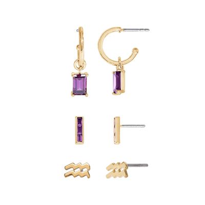 Amazon Essentials Yellow 23K Gold Plated Brass Birthstone Stud and Hoop Set Earrings
