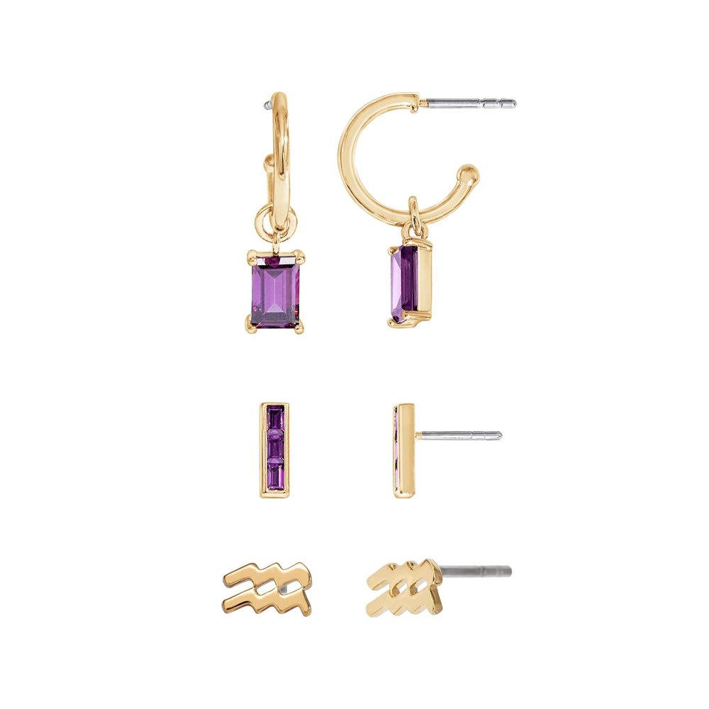 Amazon Essentials Yellow 23K Gold Plated Brass Birthstone Stud and Hoop Set Earrings