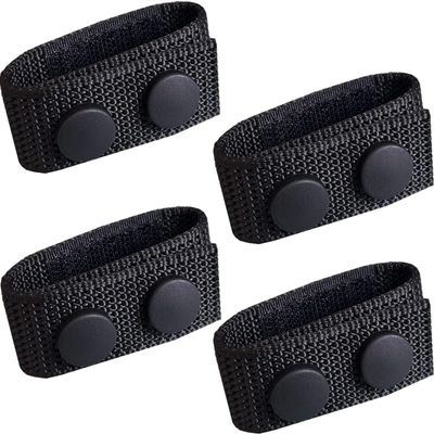 4 Pcs Nylon Duty Belt Keepers - Double Snaps for 2'' Wide Police Duty Belt, Black