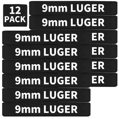 12 Pack Miaozhun 9mm Luger Magazine Marking Bands 9mm Luger Magazine Ammo Caliber Identification Bands (Black-White)