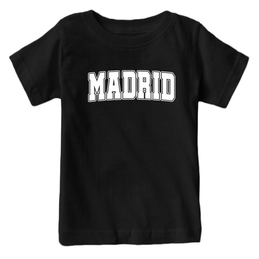 Xtreme Apparrel Madrid - World Soccer Retro Club Kid's Fan T-Shirt (Black Shirt, 3T)