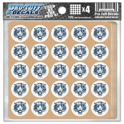 Tiger Award Decals Bengals Cats Thick mil Vinyl 1-1/8" Diameter (100 Decals) Stickers, Football, Baseball, Softball, Lacrosse, Hockey, Coaching, Motivation, Game and Practice (Navy on White)