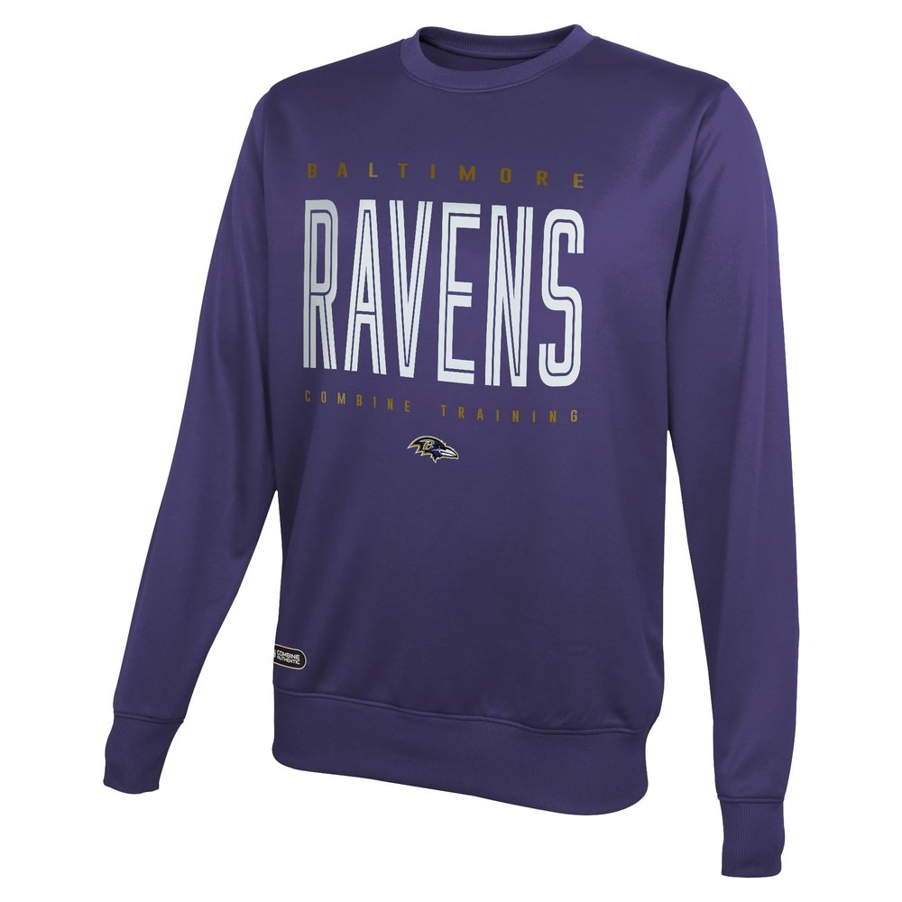 Outerstuff NFL Kids Youth 8-20 Officially Licensed Top Pick Team Color Performance Primary Logo Pullover Crewneck Sweatshirt (14-16, Baltimore Ravens)