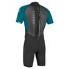 O'Neill Men's Reactor-2 2mm Back Zip Short Sleeve Spring Wetsuit, Lightweight Warmth and Flexibility for All Water Activities, Black/Tide Pool, Small view 2
