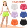 QooNoo Girls Athletic Shorts with Zipper Pocket Lightweight Elastic Waist Running Shorts for Teen Girls Kids Active Sports (Neon Green,X-Large) view 4