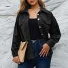 Women Corduroy Shirts Casual Oversized Button Down Shacket Jacket Long Sleeve Boyfriend Plus Size Blouse Pocket Tops view 3
