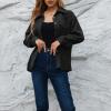 Women Corduroy Shirts Casual Oversized Button Down Shacket Jacket Long Sleeve Boyfriend Plus Size Blouse Pocket Tops view 4