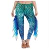 Miutii Women's Mermaid Cosplay Yoga Pants Fish Scales 3D Printed Bottoms Leggings Tight Costume GreenBlue X-Large view 2