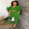 AIIYYQB Sexy Summer 2 Piece Sets for Women Dressy Crop Top Elegant Vacation Brunch Pants Suit Going Out Outfit view 3