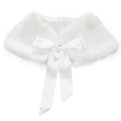 Alvivi Flower Girls Princess Faux Fur Bolero Shrug Shoulder Cape Wedding Dress Shawl Wrap Stole Capelet White 3-6 Years