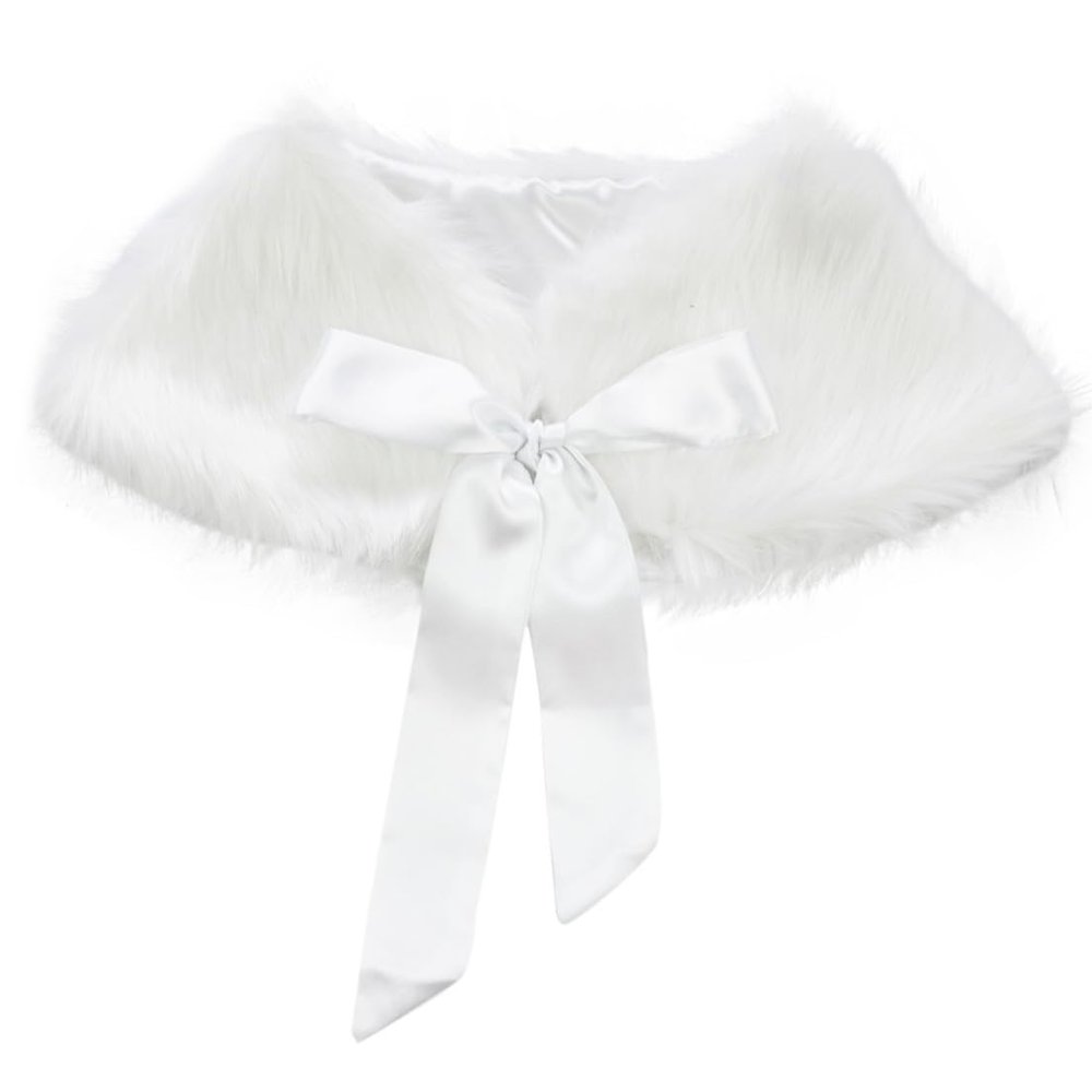 Alvivi Flower Girls Princess Faux Fur Bolero Shrug Shoulder Cape Wedding Dress Shawl Wrap Stole Capelet White 3-6 Years