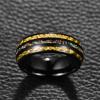 8 mm Tungsten Carbide Steel Ring Black Yellow Carbon Fiber and Opal Wedding Rings for Men Gift Jewelry view 3