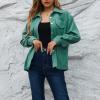 Women Corduroy Shirts Casual Oversized Button Down Shacket Jacket Long Sleeve Boyfriend Plus Size Blouse Pocket Tops view 3