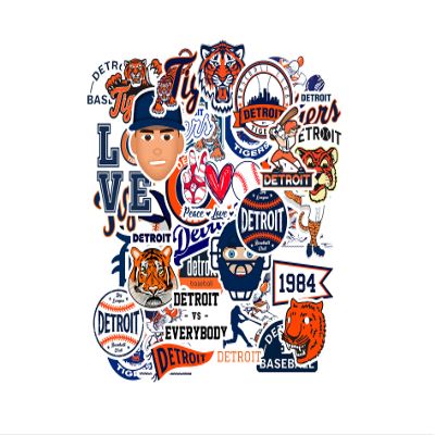 37 PCS of Detroit American Tigers Baseball Stickers for Water Bottle, Laptop, Bicycle, Computer, Motorcycle, Travel Case, Car Decal Decoration Sticker