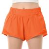 QooNoo Girls Athletic Shorts with Zipper Pocket Lightweight Elastic Waist Running Shorts for Teen Girls Kids Active Sports (Orange,Small) view 1