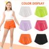 QooNoo Girls Athletic Shorts with Zipper Pocket Lightweight Elastic Waist Running Shorts for Teen Girls Kids Active Sports (Orange,Small) view 4