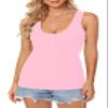 Afibi Women's Sleeveless Henley Tank Tops Ribbed V Neck Button Down T Shirts Summer Slim Fit Tee Tops (XX-Large, Pink) view 2