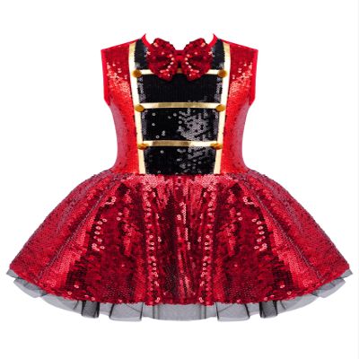 Moggemol Kids Girls Sparkly Sequins Dance Dress Ballet Tutu Leotard Party Fancy Outfit Festival Dancewear Red 16 Years