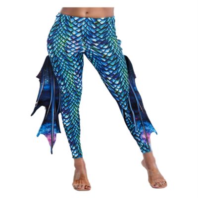 Miutii Women's Mermaid Cosplay Yoga Pants Fish Scales 3D Printed Bottoms Leggings Tight Costume Green X-Large