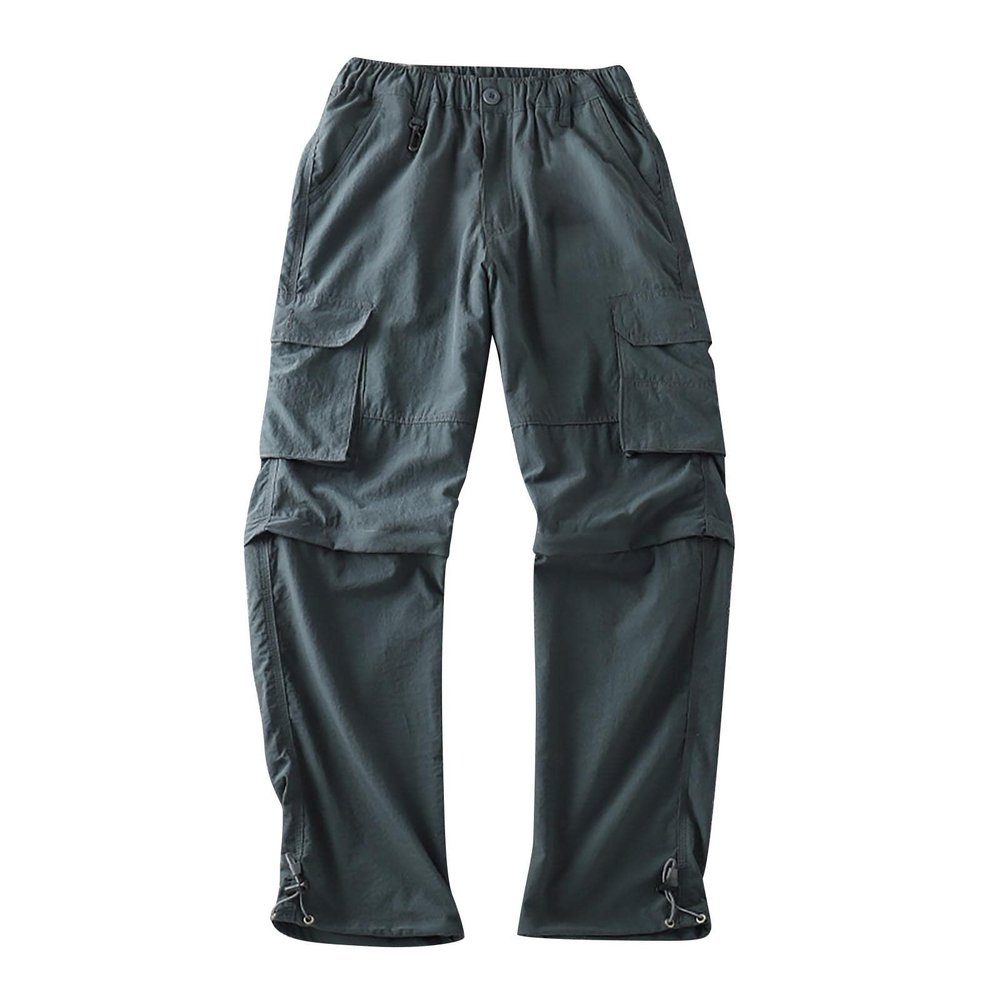 ZYXTIM Mens Hiking Cargo Pants Plus Size Convertible Zip Off Drawstring Pockets Lightweight Fishing Camping Tactical Pants Grey