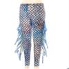 Miutii Women's Mermaid Cosplay Yoga Pants Fish Scales 3D Printed Bottoms Leggings Tight Costume Gold Large view 3