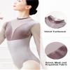 Daydance Grey Long Sleeve Dance Leotards for Women Turtleneck Ballet Clothes for Recitals view 4