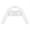 Shinsto Kids Girls Sequins Crop Tops Long Sleeve Mock Neck Jazz Hip Hop Ballet Dance Tops Dancewear Silver 8 Years view 3
