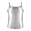 Alvivi Girls Shiny Metallic Camisole Tank Crop Top Sports Vest Tee Shirt Jazz Dance Performance Costume Silver 9-10 Years view 1