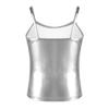 Alvivi Girls Shiny Metallic Camisole Tank Crop Top Sports Vest Tee Shirt Jazz Dance Performance Costume Silver 9-10 Years view 2
