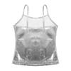 Alvivi Girls Shiny Metallic Camisole Tank Crop Top Sports Vest Tee Shirt Jazz Dance Performance Costume Silver 9-10 Years view 4
