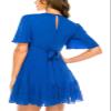 B. Darlin Womens Juniors Ruffled Flutter Sleeves Fit & Flare Dress Blue 5/6 view 2