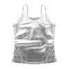 Alvivi Girls Shiny Metallic Camisole Tank Crop Top Sports Vest Tee Shirt Jazz Dance Performance Costume Silver 13-14 Years view 3