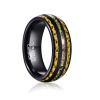 8 mm Tungsten Carbide Steel Ring Black Yellow Carbon Fiber and Opal Wedding Rings for Men Gift Jewelry view 1
