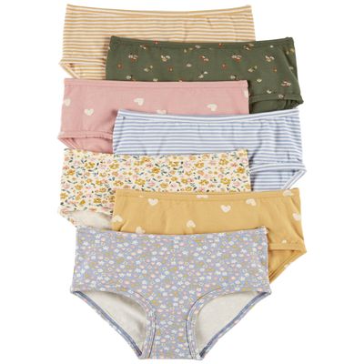 Carter's Girls' Little 7-Pack Underwear, Floral/Stripes/Hearts, 4-5T