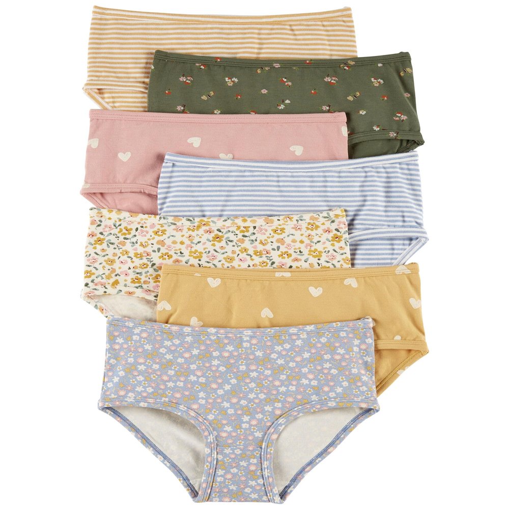 Carter's Girls' Little 7-Pack Underwear, Floral/Stripes/Hearts, 4-5T