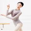 Daydance Grey High Neck Women Dance Leotards, Long Sleeve Ballet Bodysuit for Dancer view 3