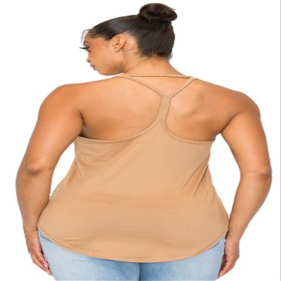 KNIT RIOT Womens Sleeveless Tank Top Strappy Y Back Soft Casual Yoga Active Athletic Gym Workout Running T Shirts KR173 Camel XL